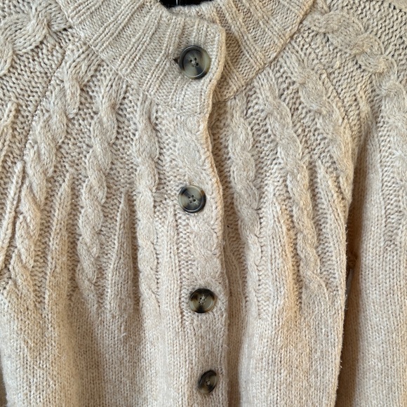 Madewell Cream Cable Yoke Button-Up Cardigan - Picture 5 of 6